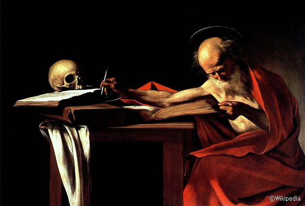 카톨릭 교회 번역가의 수호성인 성 제롬. 1605-1606년 카라바지오(Caravaggio) 작품ⓒWikipedia