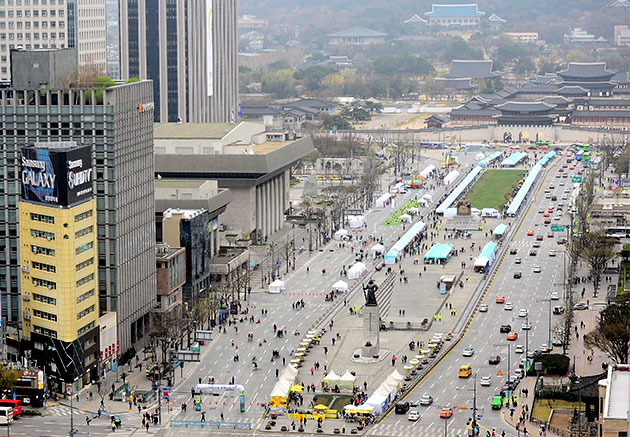 국제로타리 세계대회 `3K 평화의 걷기` 대회가 열릴 광화문광장 전경