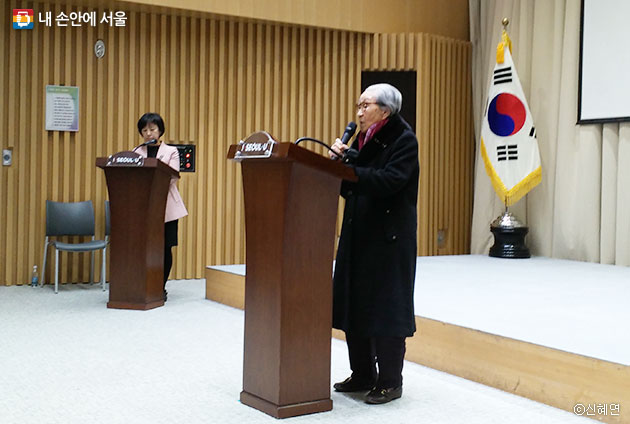 김복동 할머니는 `위안부` 문제 해결에 나서지 않는 정부를 비판했다.ⓒ신혜연
