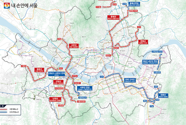 서울시 10개년 도시철도망 구축계획(변경) 종합 노선도 ☞ 지도 크게 보기 클릭