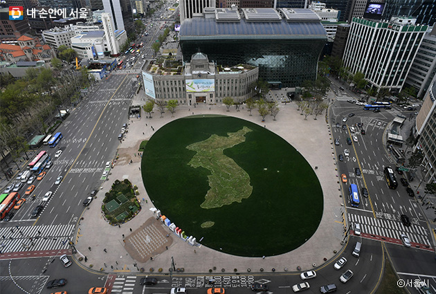 서울광장에 조성한 한반도 평화의 꽃밭