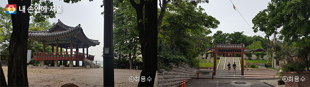 궁산 꼭대기에 있는 소악루(좌), 서울 유일의 향교인 양천향교(우)