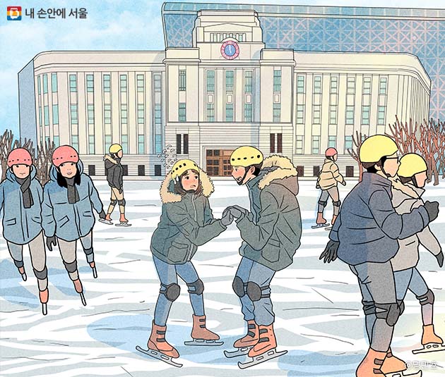 신나는 겨울 서울광장 스케이트장 명민호 일러스트