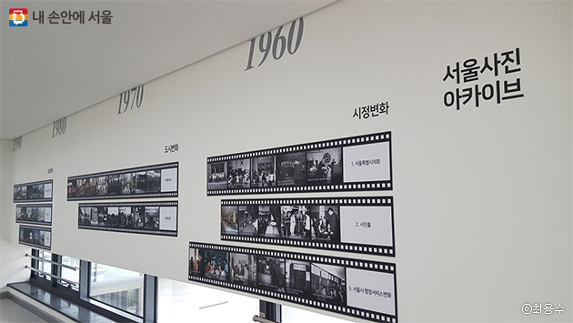 2층 전시장 복도 벽면에 게시된 '서울사진아카이브' 모습