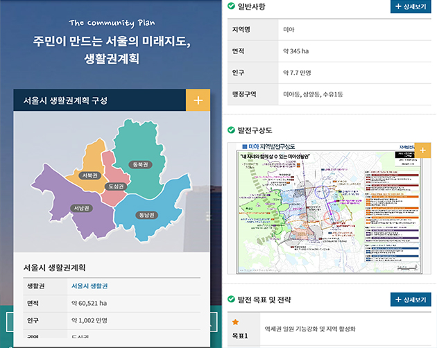 서울생활권계획은 모바일에서도 확인할 수 있다