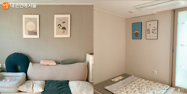 거실, 아이 방 그리고 방과 방 사이 복도에 장식한 그림 액자