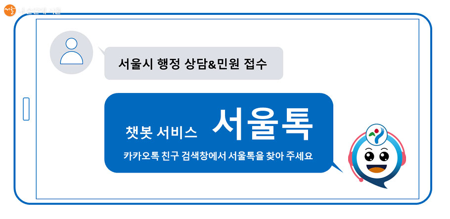 서울톡을 통해 전화와 문자에 이어 카카오톡에서도 시정 안내를 받을 수 있게 되었다.