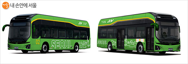 녹색순환버스 변경 디자인(안) ③ 녹색 바탕에 하얀색 선형 디자인 적용