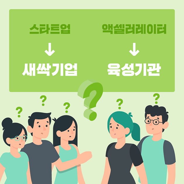 스타트업 → 새싹기업 액셀러레이터 → 육성기관