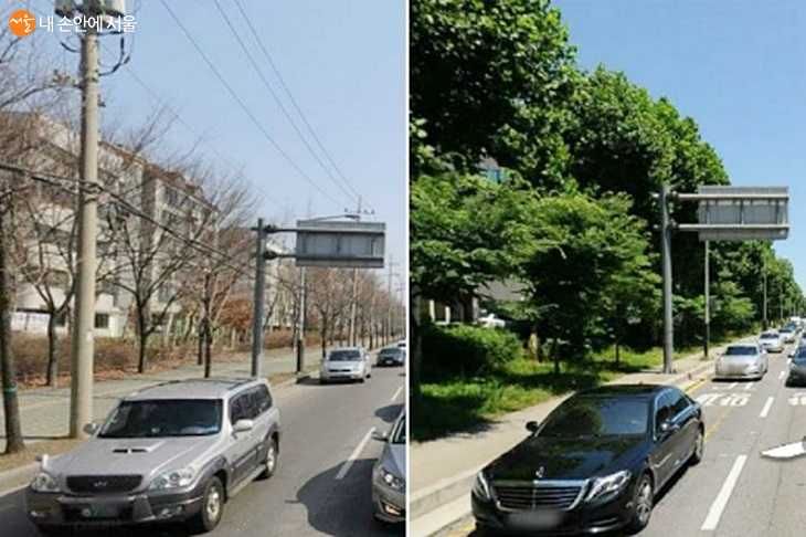 강북구 도봉로 지중화 정비 전(좌)과 후(우)