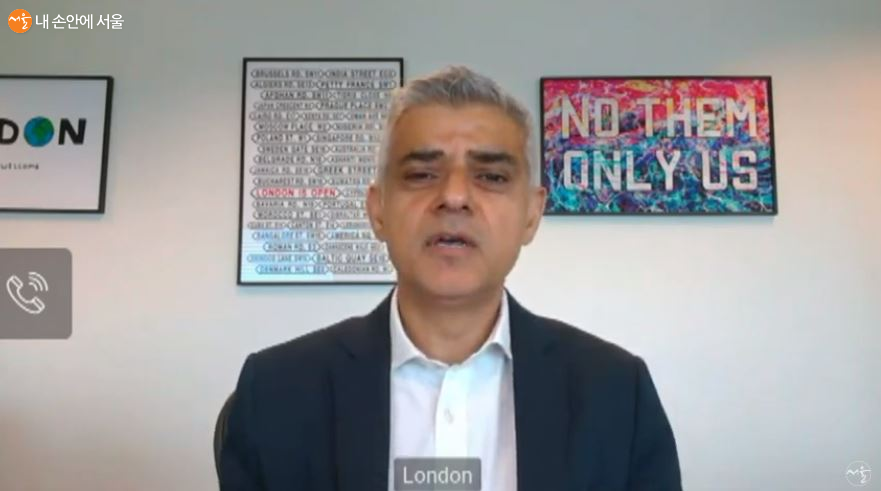 영국 런던의 Sadiq Kahn 시장이 코로나19 대응 상황과 자유발언을 하고 있다