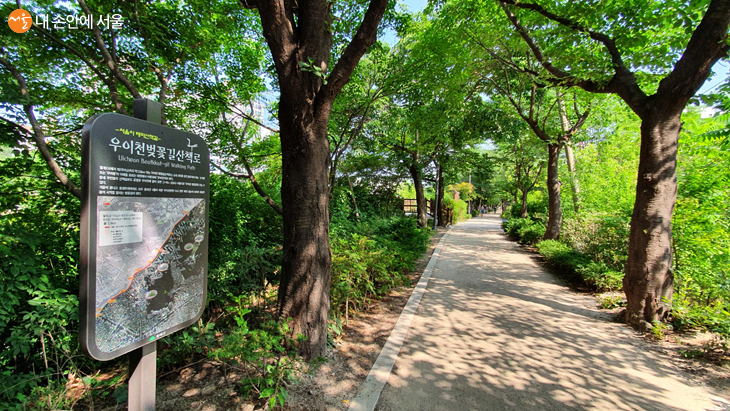 우이천벚꽃길은 서울시 테마산책길로 사계절 내내 아름다운 풍경을 볼 수 있다. 