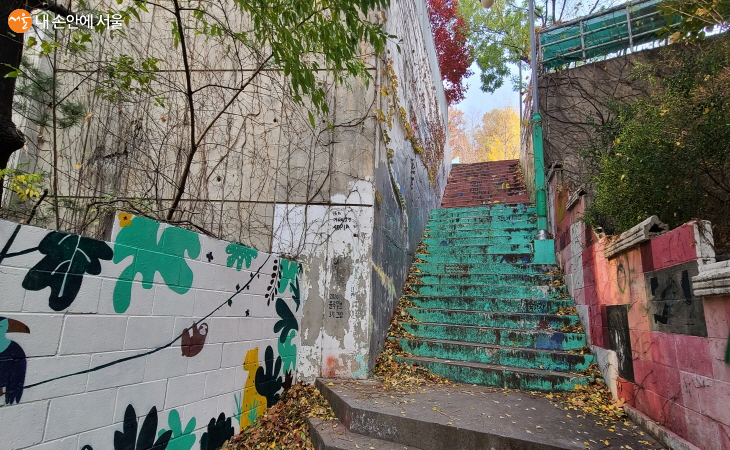 예쁜 벽화가 가득한 계단을 만나는 행운도 누린다.
